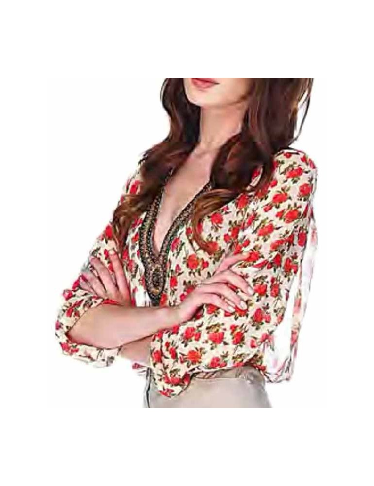 Voile blouse with floral design