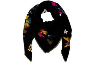 Floral pattern shawl LS-FLOW-blk 145X145