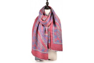 Scarf with ethnic motif-RED